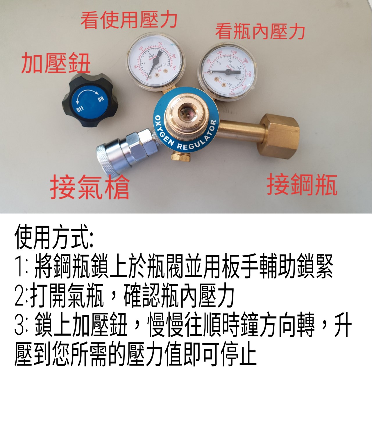 ╭☆°鋼瓶小舖”  10L氧氣鋼瓶＋雙錶式氣槍組合(已經灌純氧氧氣O2)水族包魚專用組合